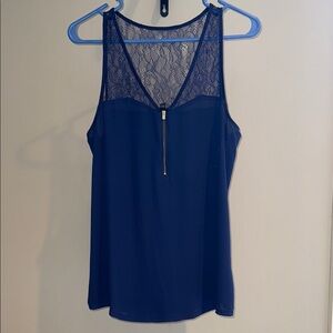 Express Navy Lace Trim Top M